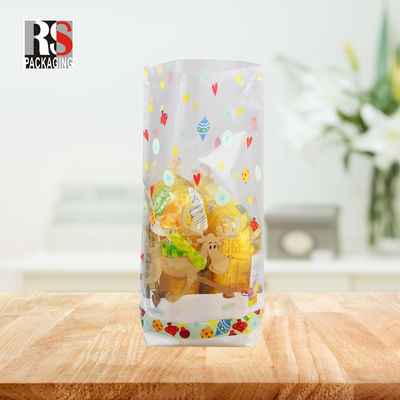 Voedselverpakking Stand-up pouch met kruisblok bodem en cellophane helder traktatie