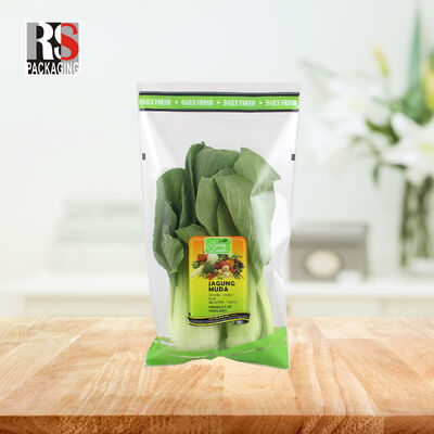 Op maat gemaakte micro geperforeerde OPP warmtezegel Gravure Printing Fresh Green Vegetable Sandwich Packaging Bag