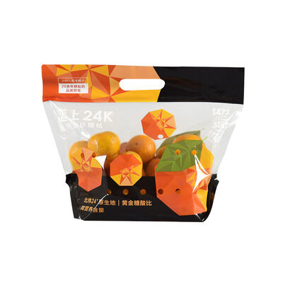 Op maat gemaakte voedselkwaliteit kunststof anti-nevel zak transparante vers groente fruit opslag verpakkingszak met rits handvat