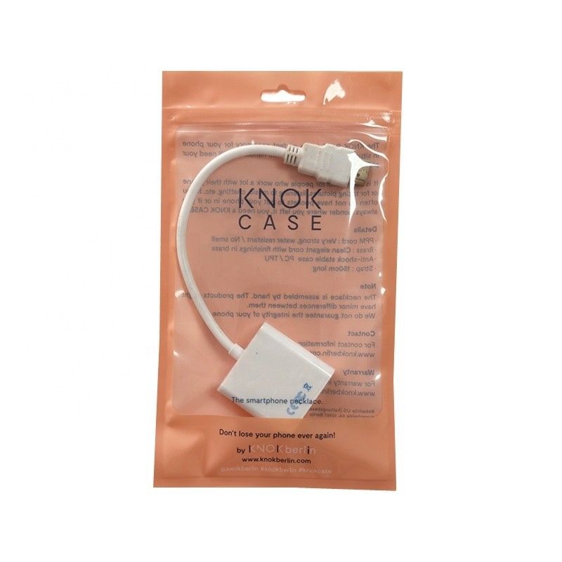 Draadlijn Verpakking Duidelijke Stand Up Zipper Bag Vochtbestendig Voor USB-kabelverpakking