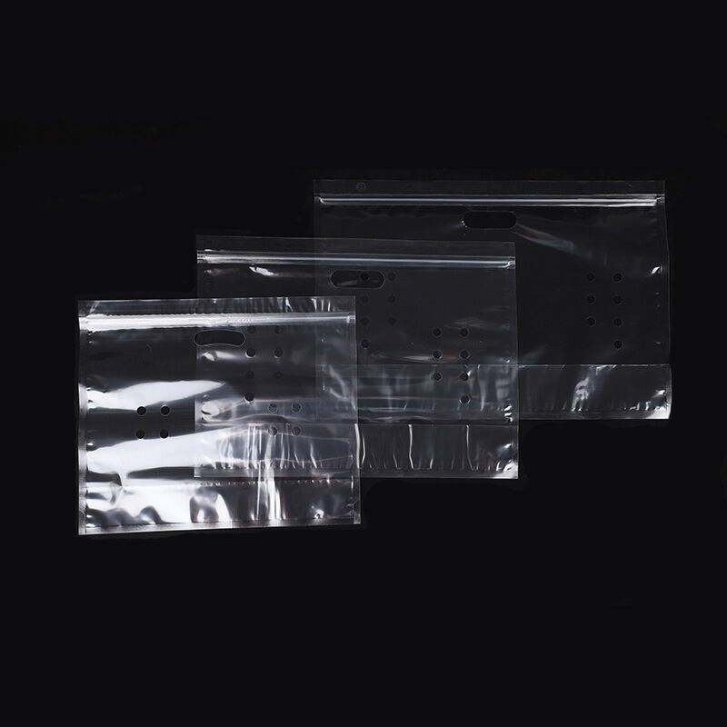 Op maat gemaakte voedselkwaliteit kunststof anti-nevel zak transparante vers groente fruit opslag verpakkingszak met rits handvat